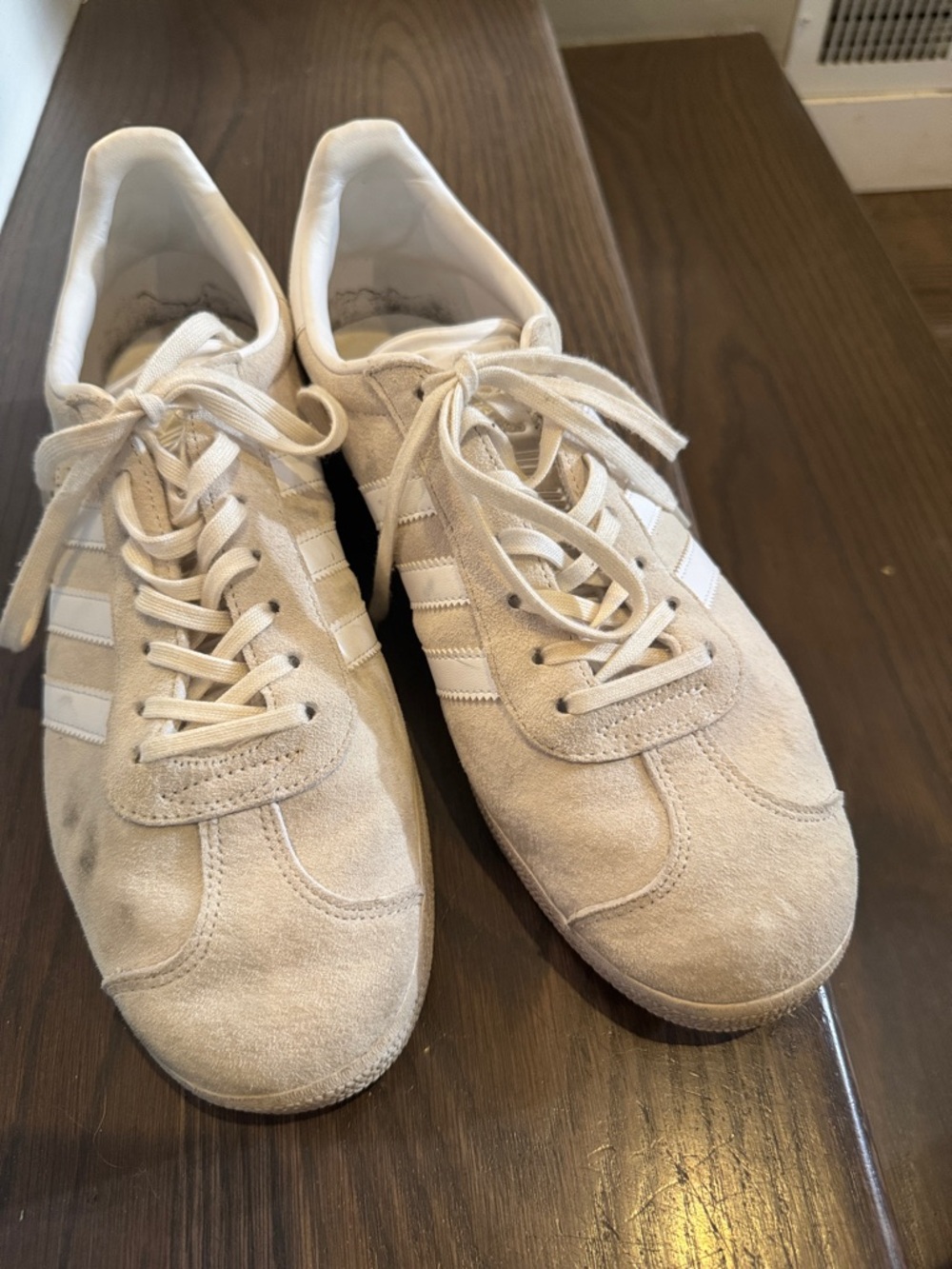 Adidas Gazelle Suede Lace-Up Sneakers in Beige